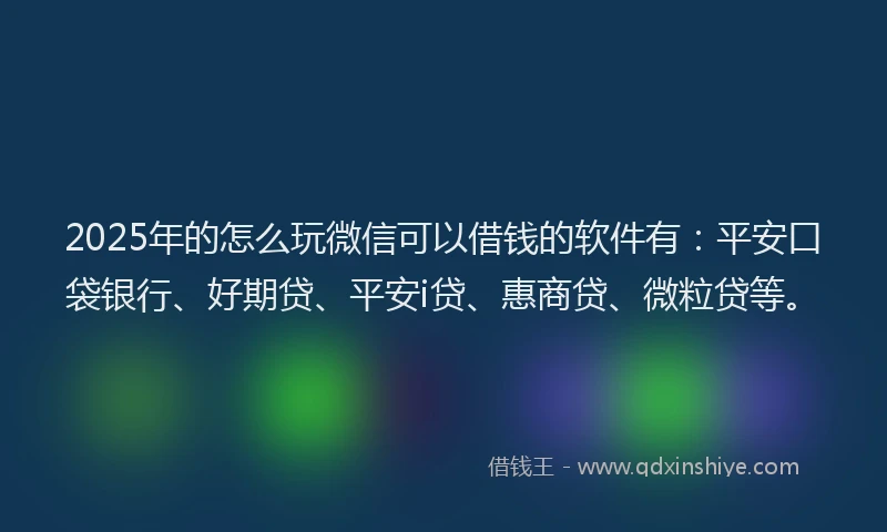 2025年的怎么玩微信可以借钱的软件有：平安口袋银行、好期贷、平安i贷、惠商贷、微粒贷等。