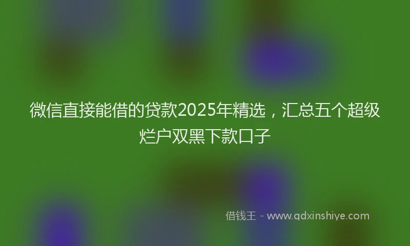 微信直接能借的贷款2025年精选，汇总五个超级烂户双黑下款口子