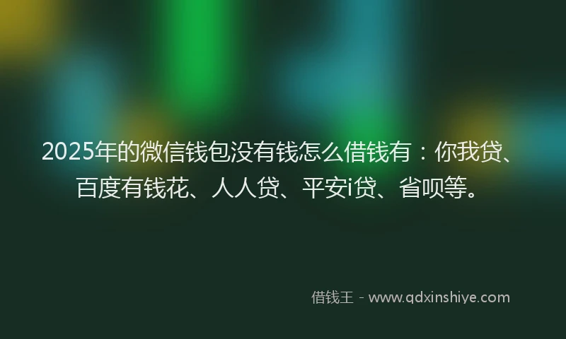 2025年的微信钱包没有钱怎么借钱有:你我贷、百度有钱花、人人贷、平安i贷、省呗等。