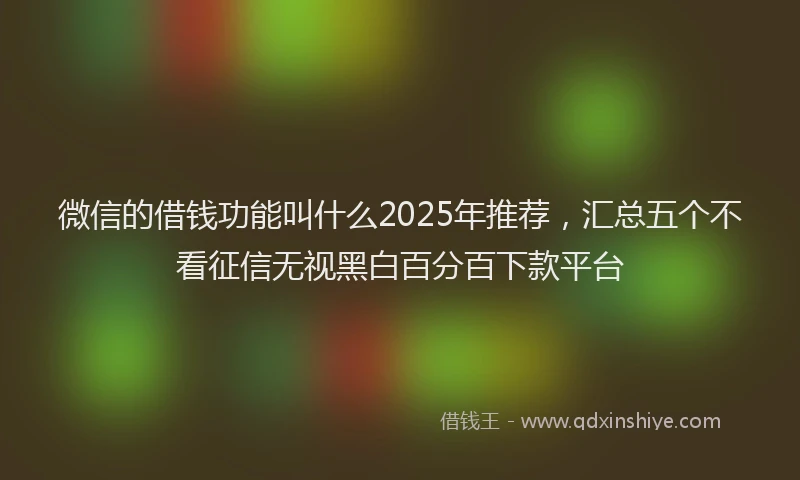 微信的借钱功能叫什么2025年推荐，汇总五个不看征信无视黑白百分百下款平台