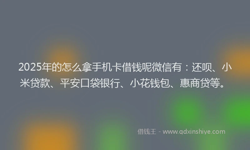 2025年的怎么拿手机卡借钱呢微信有：还呗、小米贷款、平安口袋银行、小花钱包、惠商贷等。