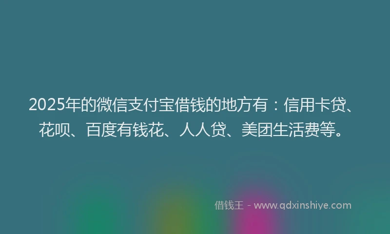 2025年的微信支付宝借钱的地方有：信用卡贷、花呗、百度有钱花、人人贷、美团生活费等。