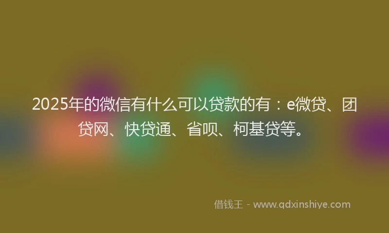 2025年的微信有什么可以贷款的有：e微贷、团贷网、快贷通、省呗、柯基贷等。