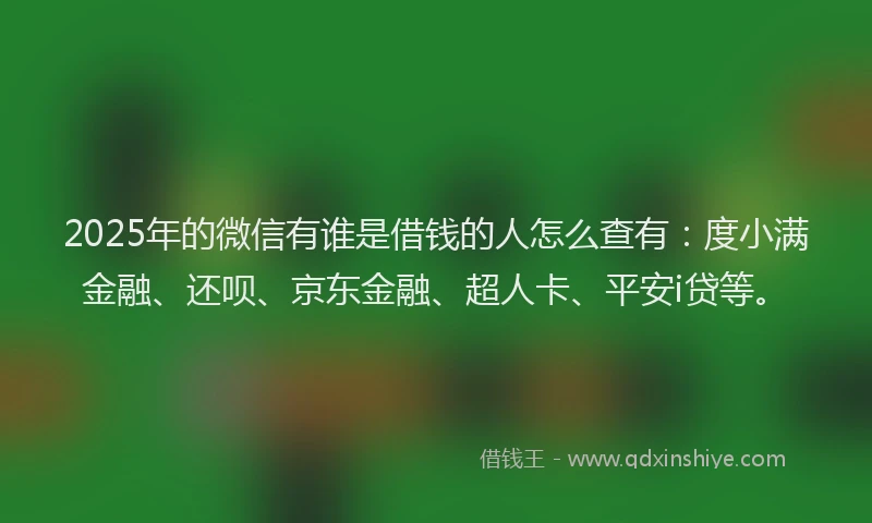 2025年的微信有谁是借钱的人怎么查有：度小满金融、还呗、京东金融、超人卡、平安i贷等。
