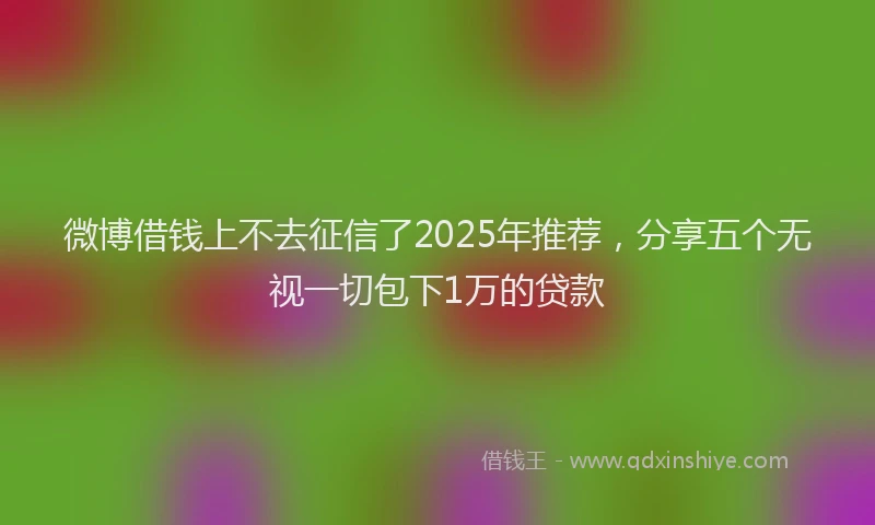 微博借钱上不去征信了2025年推荐，分享五个无视一切包下1万的贷款