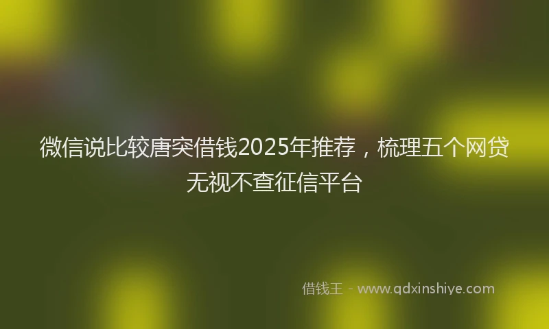 微信说比较唐突借钱2025年推荐，梳理五个网贷无视不查征信平台