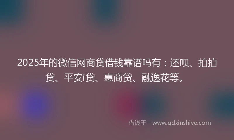 2025年的微信网商贷借钱靠谱吗有：还呗、拍拍贷、平安i贷、惠商贷、融逸花等。
