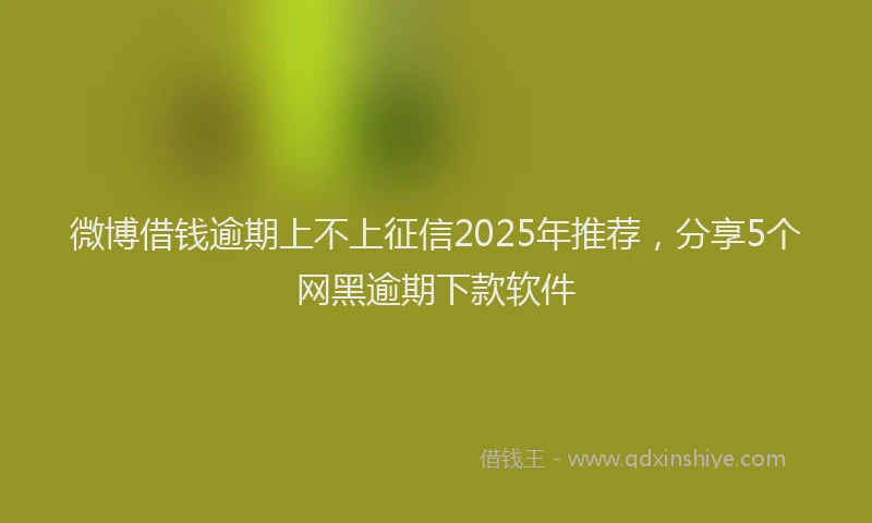微博借钱逾期上不上征信2025年推荐，分享5个网黑逾期下款软件