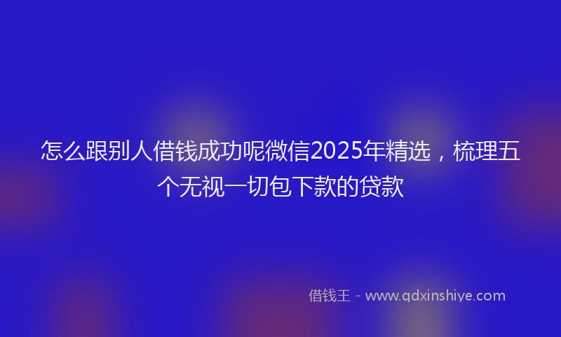 怎么跟别人借钱成功呢微信2025年精选，梳理五个无视一切包下款的贷款
