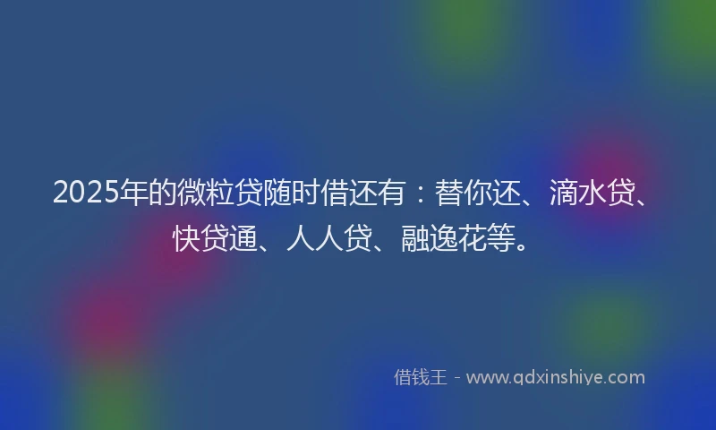 2025年的微粒贷随时借还有：替你还、滴水贷、快贷通、人人贷、融逸花等。
