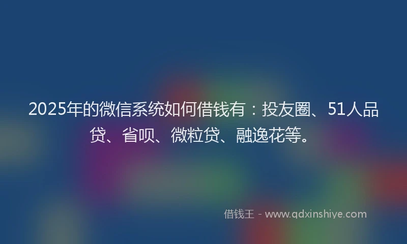 2025年的微信系统如何借钱有：投友圈、51人品贷、省呗、微粒贷、融逸花等。