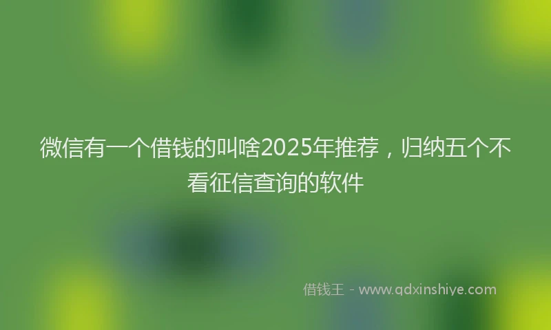微信有一个借钱的叫啥2025年推荐，归纳五个不看征信查询的软件