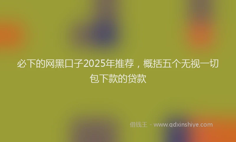必下的网黑口子2025年推荐，概括五个无视一切包下款的贷款