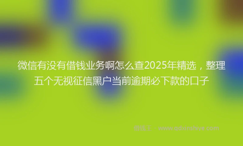 微信有没有借钱业务啊怎么查2025年精选，整理五个无视征信黑户当前逾期必下款的口子
