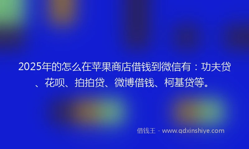 2025年的怎么在苹果商店借钱到微信有：功夫贷、花呗、拍拍贷、微博借钱、柯基贷等。