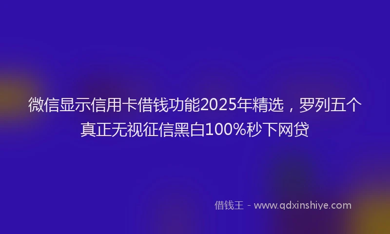 微信显示信用卡借钱功能2025年精选，罗列五个真正无视征信黑白100%秒下网贷