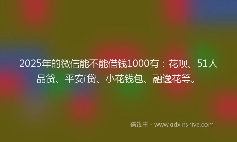 2025年的微信能不能借钱1000有：花呗、51人品贷、平安i贷、小花钱包、融逸花等。