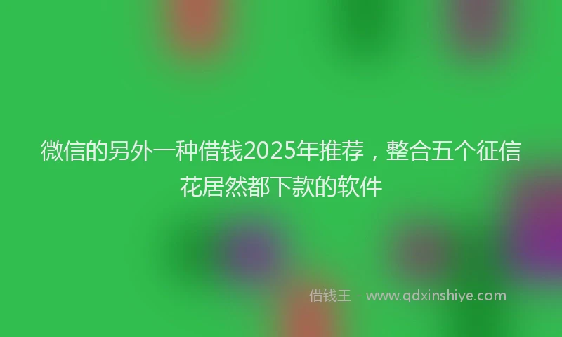 微信的另外一种借钱2025年推荐，整合五个征信花居然都下款的软件