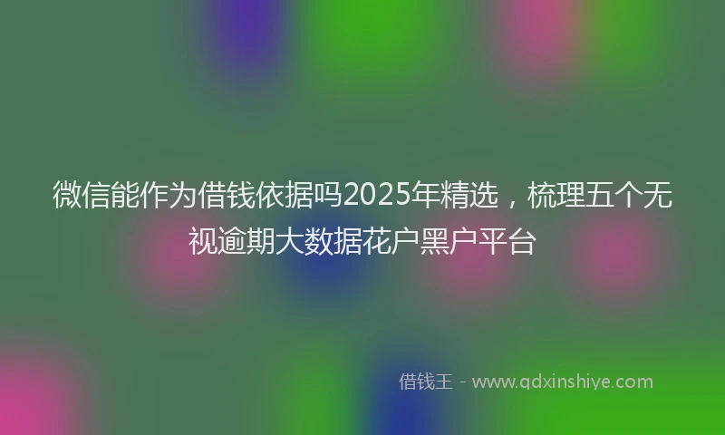 微信能作为借钱依据吗2025年精选，梳理五个无视逾期大数据花户黑户平台