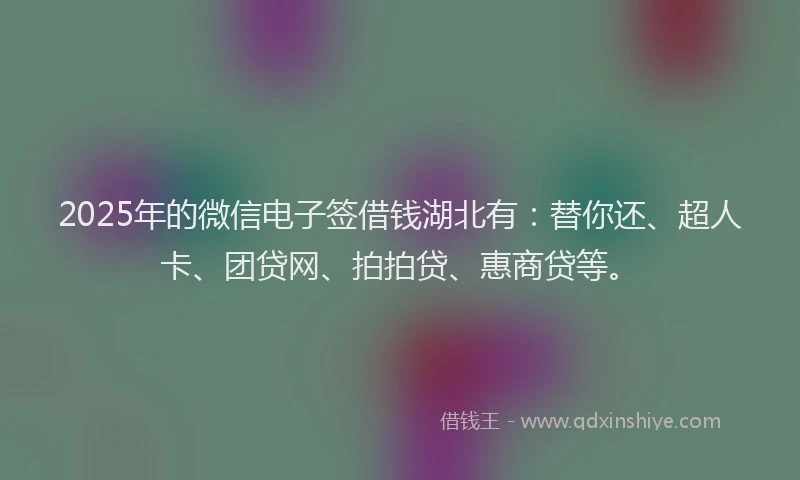 2025年的微信电子签借钱湖北有：替你还、超人卡、团贷网、拍拍贷、惠商贷等。