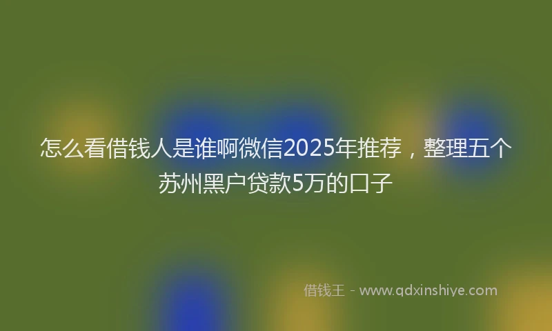 怎么看借钱人是谁啊微信2025年推荐，整理五个苏州黑户贷款5万的口子
