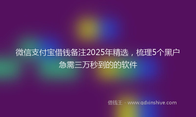 微信支付宝借钱备注2025年精选，梳理5个黑户急需三万秒到的的软件