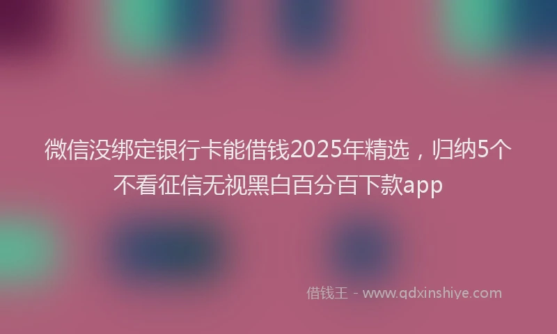 微信没绑定银行卡能借钱2025年精选，归纳5个不看征信无视黑白百分百下款app