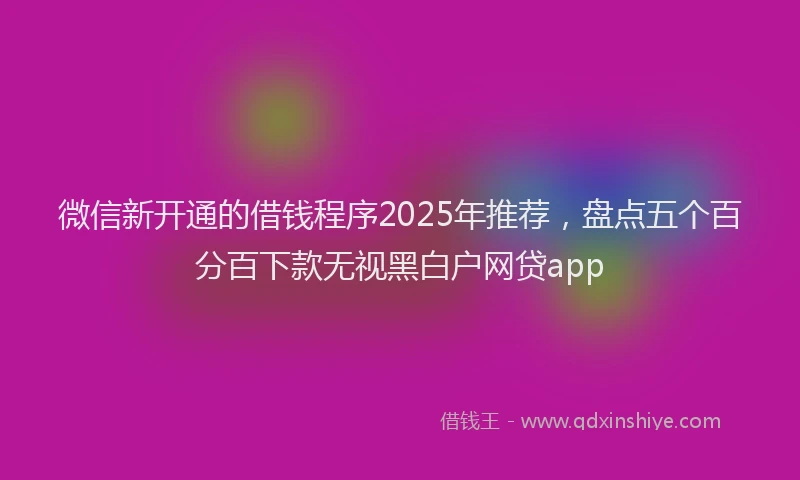 微信新开通的借钱程序2025年推荐，盘点五个百分百下款无视黑白户网贷app