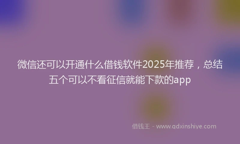 微信还可以开通什么借钱软件2025年推荐，总结五个可以不看征信就能下款的app