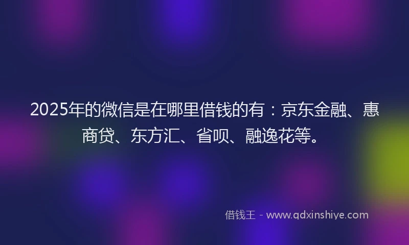 2025年的微信是在哪里借钱的有：京东金融、惠商贷、东方汇、省呗、融逸花等。