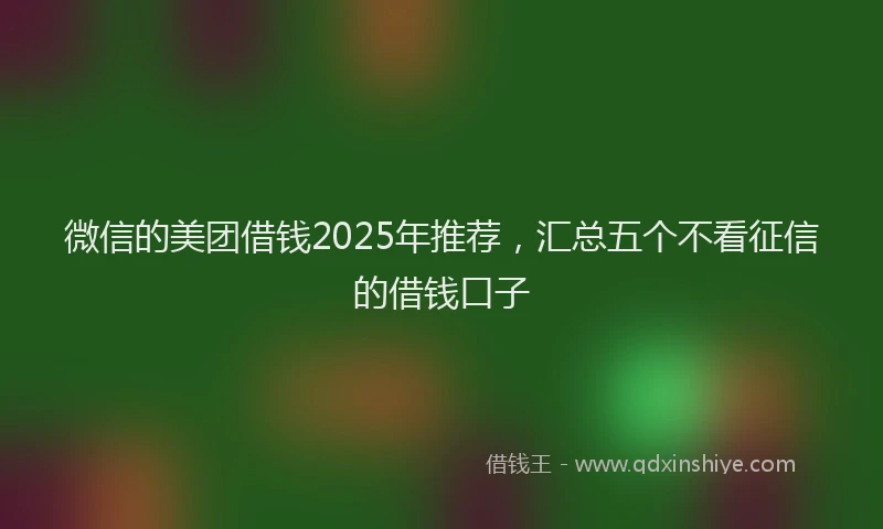 微信的美团借钱2025年推荐，汇总五个不看征信的借钱口子