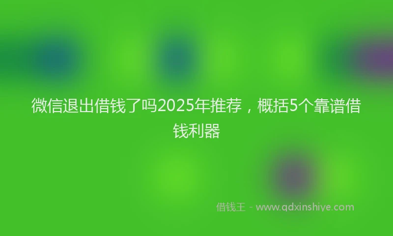 微信退出借钱了吗2025年推荐，概括5个靠谱借钱利器