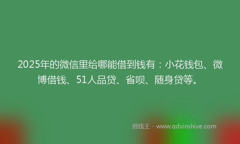 2025年的微信里给哪能借到钱有：小花钱包、微博借钱、51人品贷、省呗、随身贷等。