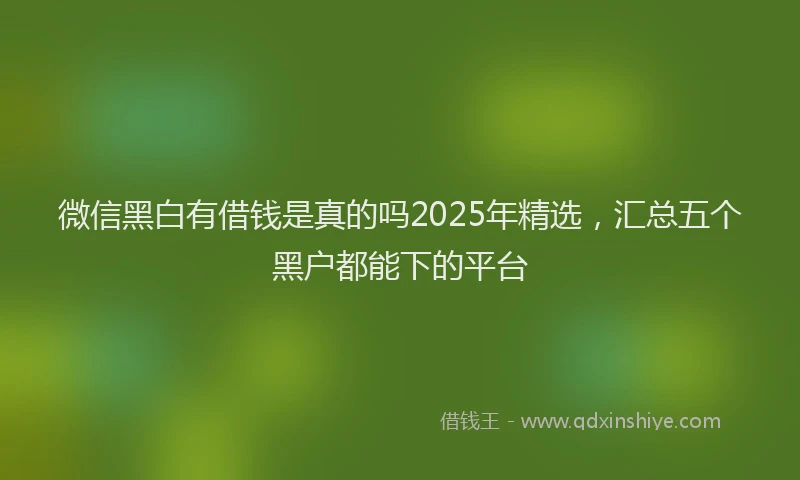 微信黑白有借钱是真的吗2025年精选，汇总五个黑户都能下的平台