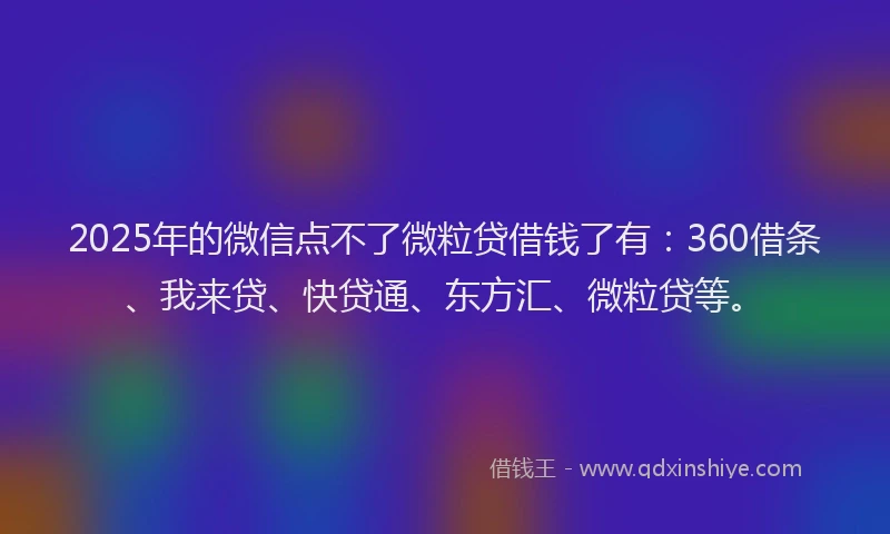 2025年的微信点不了微粒贷借钱了有：360借条、我来贷、快贷通、东方汇、微粒贷等。