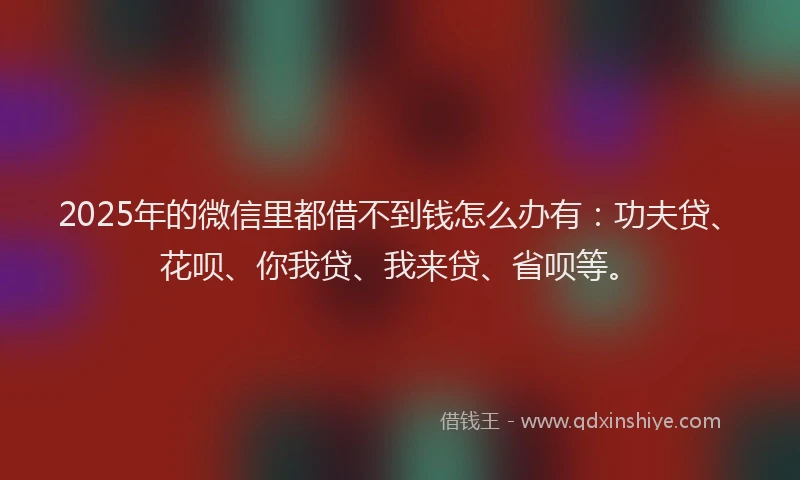 2025年的微信里都借不到钱怎么办有：功夫贷、花呗、你我贷、我来贷、省呗等。