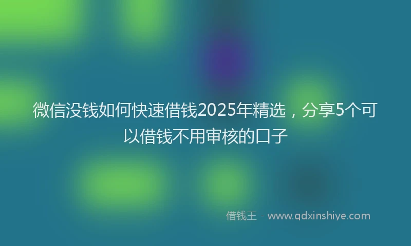 微信没钱如何快速借钱2025年精选，分享5个可以借钱不用审核的口子