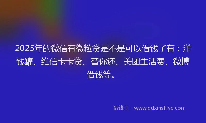 2025年的微信有微粒贷是不是可以借钱了有：洋钱罐、维信卡卡贷、替你还、美团生活费、微博借钱等。