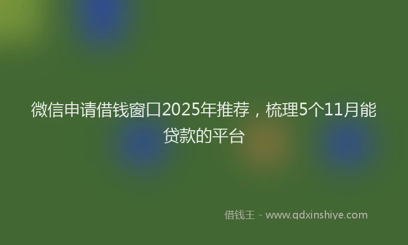 微信申请借钱窗口2025年推荐，梳理5个11月能贷款的平台