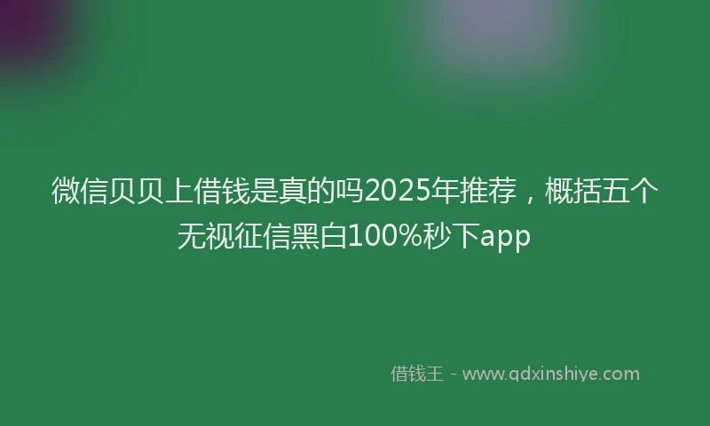微信贝贝上借钱是真的吗2025年推荐，概括五个无视征信黑白100%秒下app