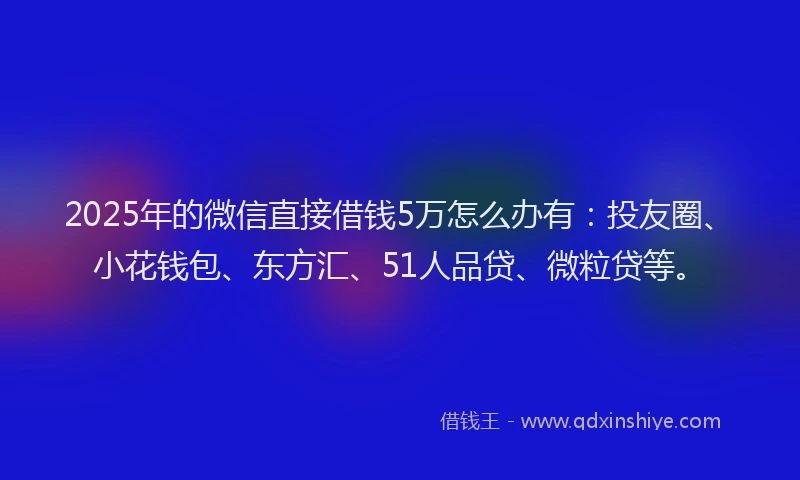 2025年的微信直接借钱5万怎么办有：投友圈、小花钱包、东方汇、51人品贷、微粒贷等。