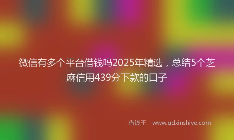 微信有多个平台借钱吗2025年精选，总结5个芝麻信用439分下款的口子