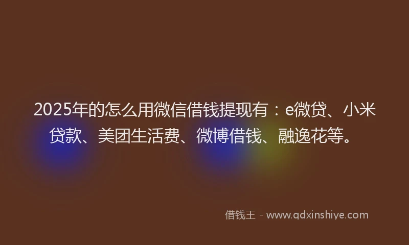 2025年的怎么用微信借钱提现有：e微贷、小米贷款、美团生活费、微博借钱、融逸花等。