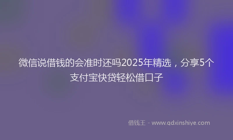 微信说借钱的会准时还吗2025年精选，分享5个支付宝快贷轻松借口子
