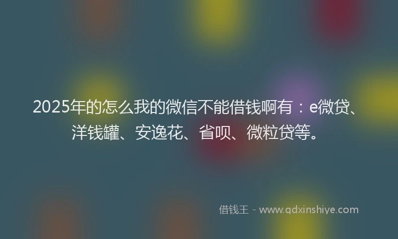 2025年的怎么我的微信不能借钱啊有：e微贷、洋钱罐、安逸花、省呗、微粒贷等。