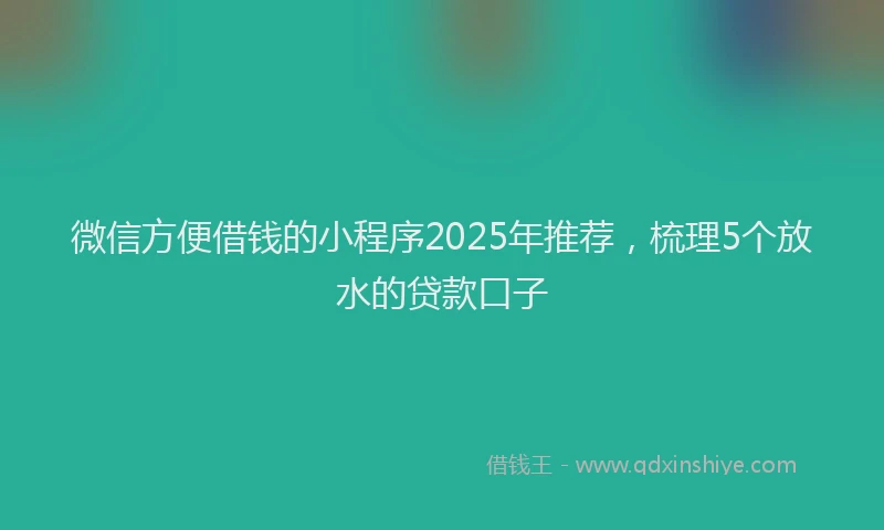 微信方便借钱的小程序2025年推荐，梳理5个放水的贷款口子