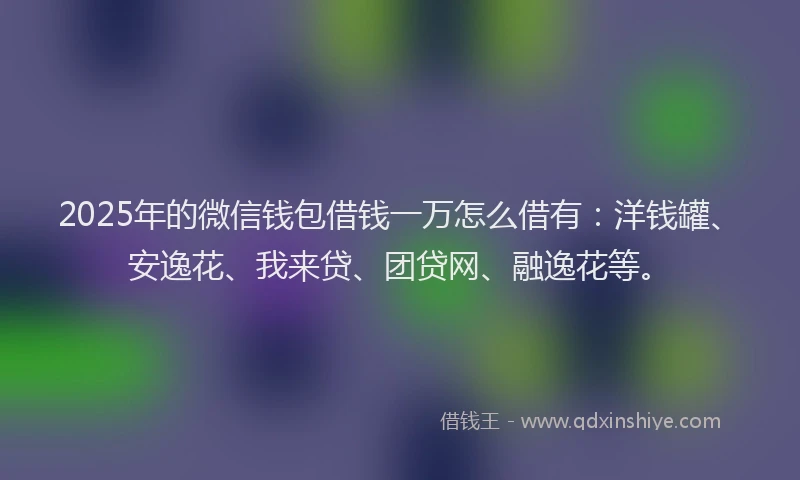 2025年的微信钱包借钱一万怎么借有：洋钱罐、安逸花、我来贷、团贷网、融逸花等。