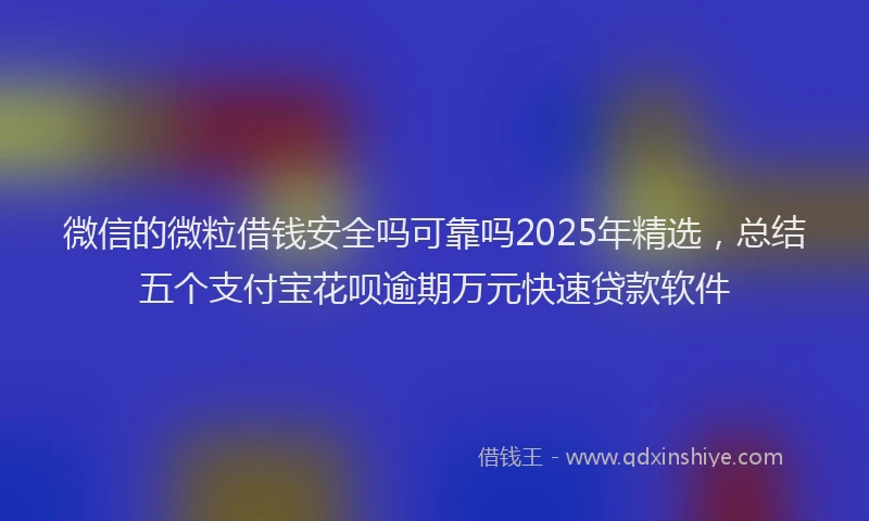 微信的微粒借钱安全吗可靠吗2025年精选，总结五个支付宝花呗逾期万元快速贷款软件