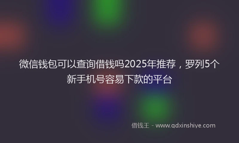 微信钱包可以查询借钱吗2025年推荐，罗列5个新手机号容易下款的平台