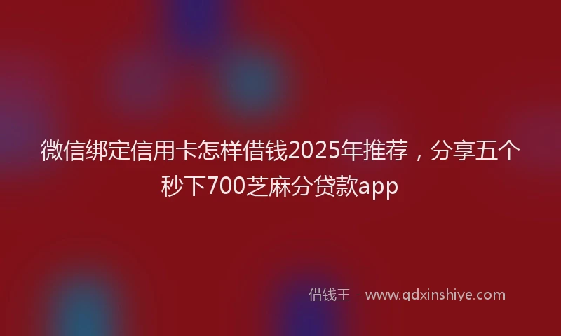 微信绑定信用卡怎样借钱2025年推荐，分享五个秒下700芝麻分贷款app